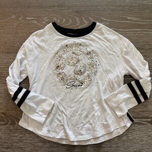 Girls Justice long sleeve t-shirt top Soccer glitter rhinestone shirt size 8